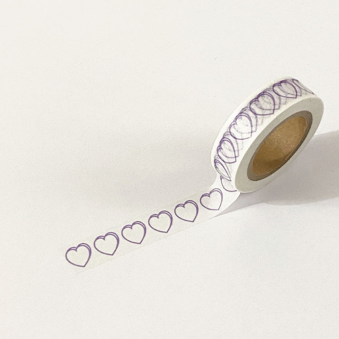 heart masking tape (line_light purple)