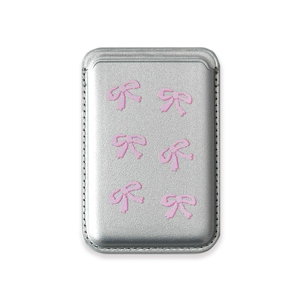 [MagSafe]  ribbon pattern wallet (silver)